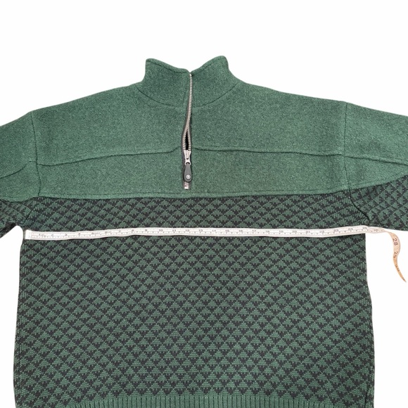 MENS XL EIR GREEN & BLACK 100% WOOL SWEATER OVERSIZED FIT - Picture 3 of 11